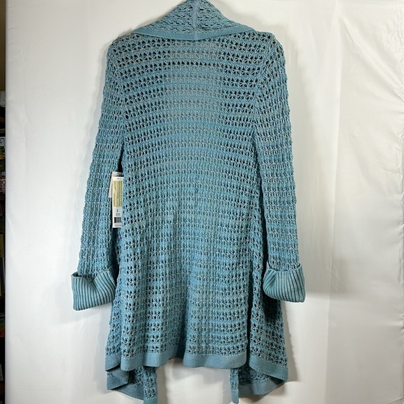 Sigrid Olsen Knit Crochet Cardigan Blue Sky Large Women’s - Picture 2 of 8